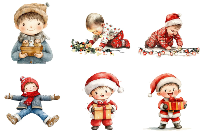 Christmas Boys Clipart Bundle - CraftNest - Digital Crafting and Art