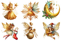 Christmas Gold Fairy Clipart Bundle - CraftNest - Digital Crafting and Art