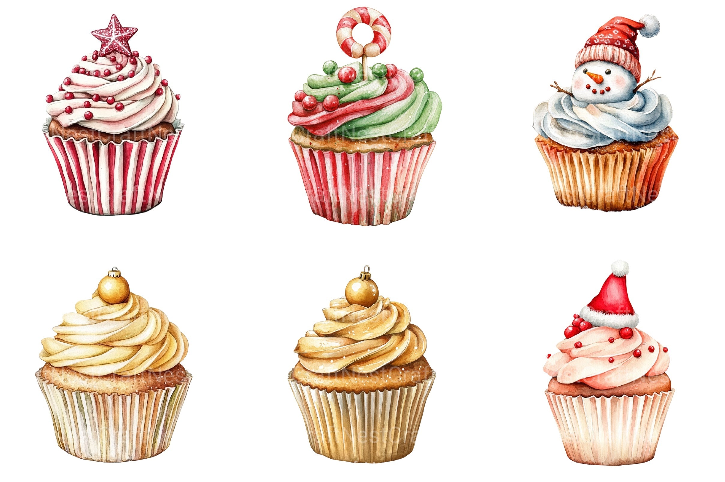 Christmas Cupcake Clipart Bundle 99 - CraftNest - Digital Crafting and Art