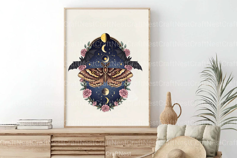 Gothic Moth Art Clipart Bundle - CraftNest - Digital Crafting and Art