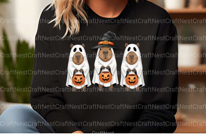 Kawaii Capybara Ghost Clipart Bundle - CraftNest - Digital Crafting and Art