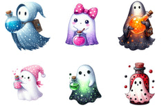 Polka Dot Potion Ghost Halloween Clipart Bundle - CraftNest - Digital Crafting and Art