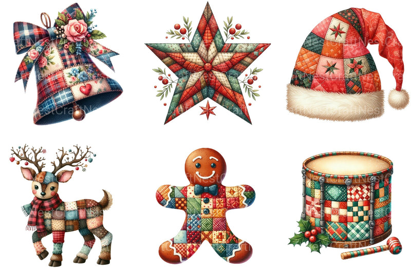 Patchwork Christmas Clipart Bundle 99 - CraftNest - Digital Crafting and Art