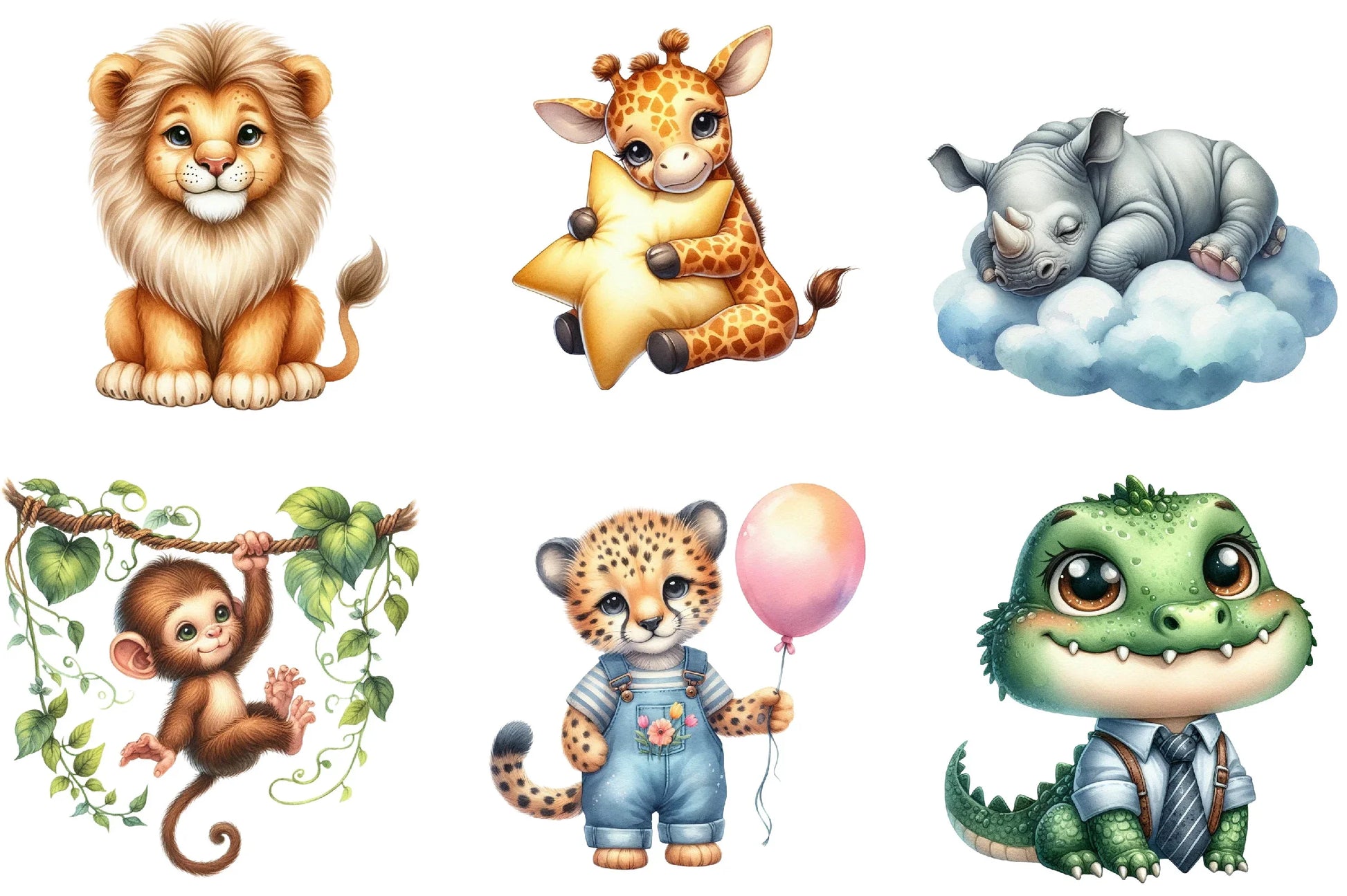 Baby Safari Animals Clipart Bundle - CraftNest - Digital Crafting and Art