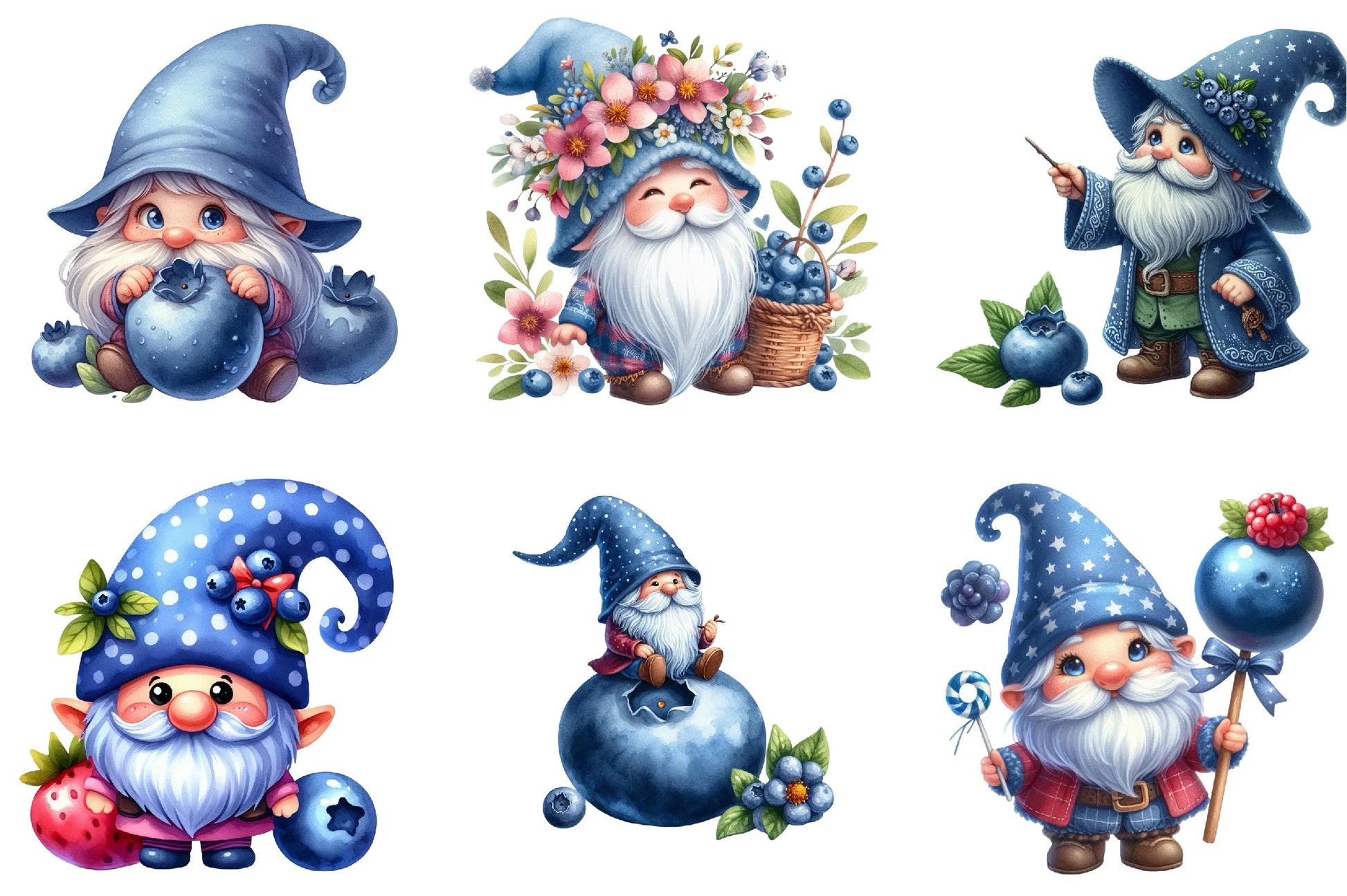 Gnome Blueberries Clipart Bundle - CraftNest - Digital Crafting and Art