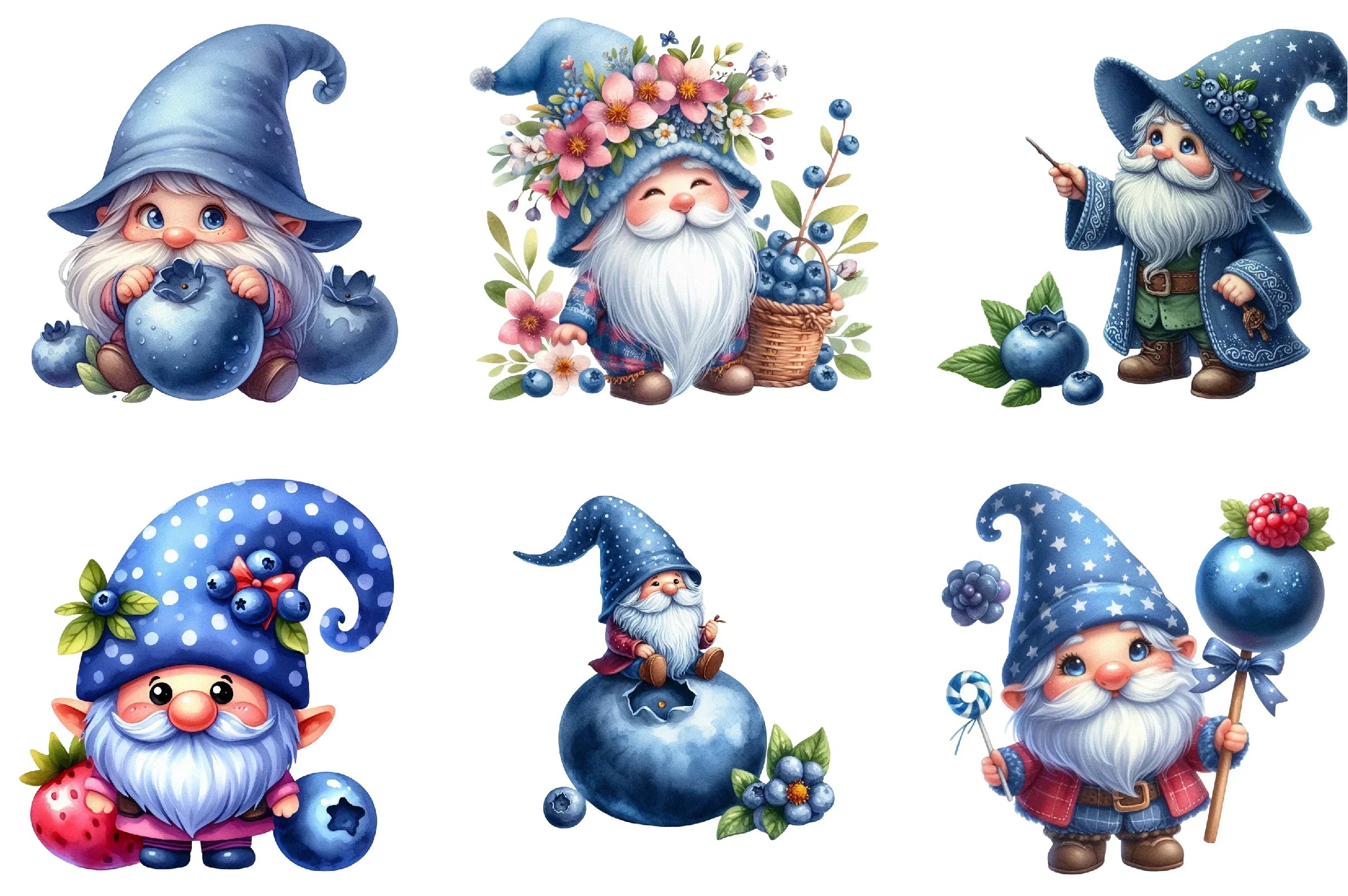 Gnome Blueberries Clipart Bundle - CraftNest - Digital Crafting and Art