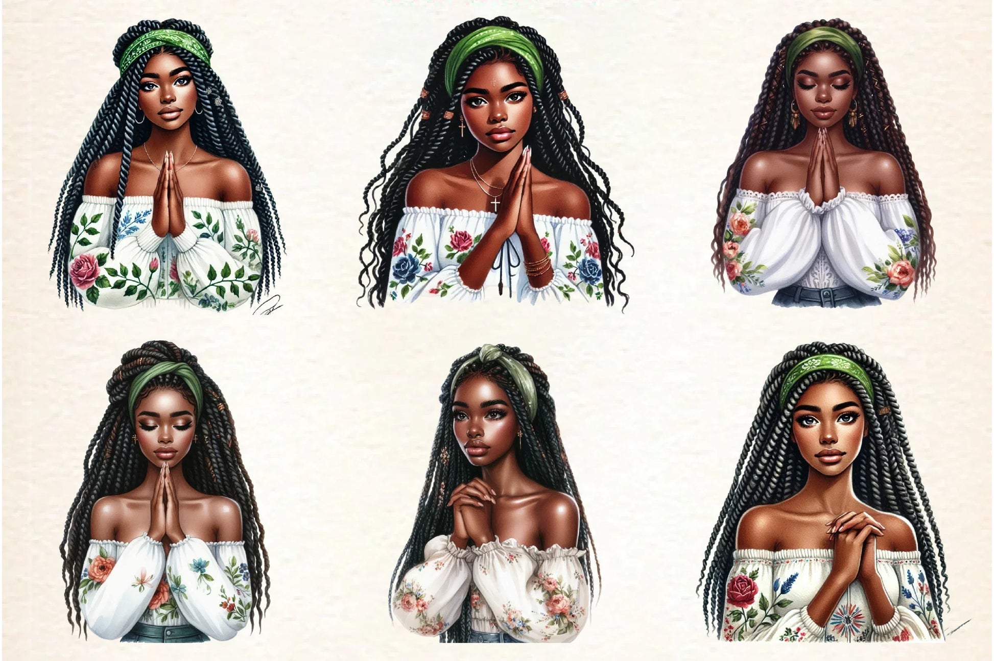 Black Girl Praying Clipart Bundle - CraftNest - Digital Crafting and Art
