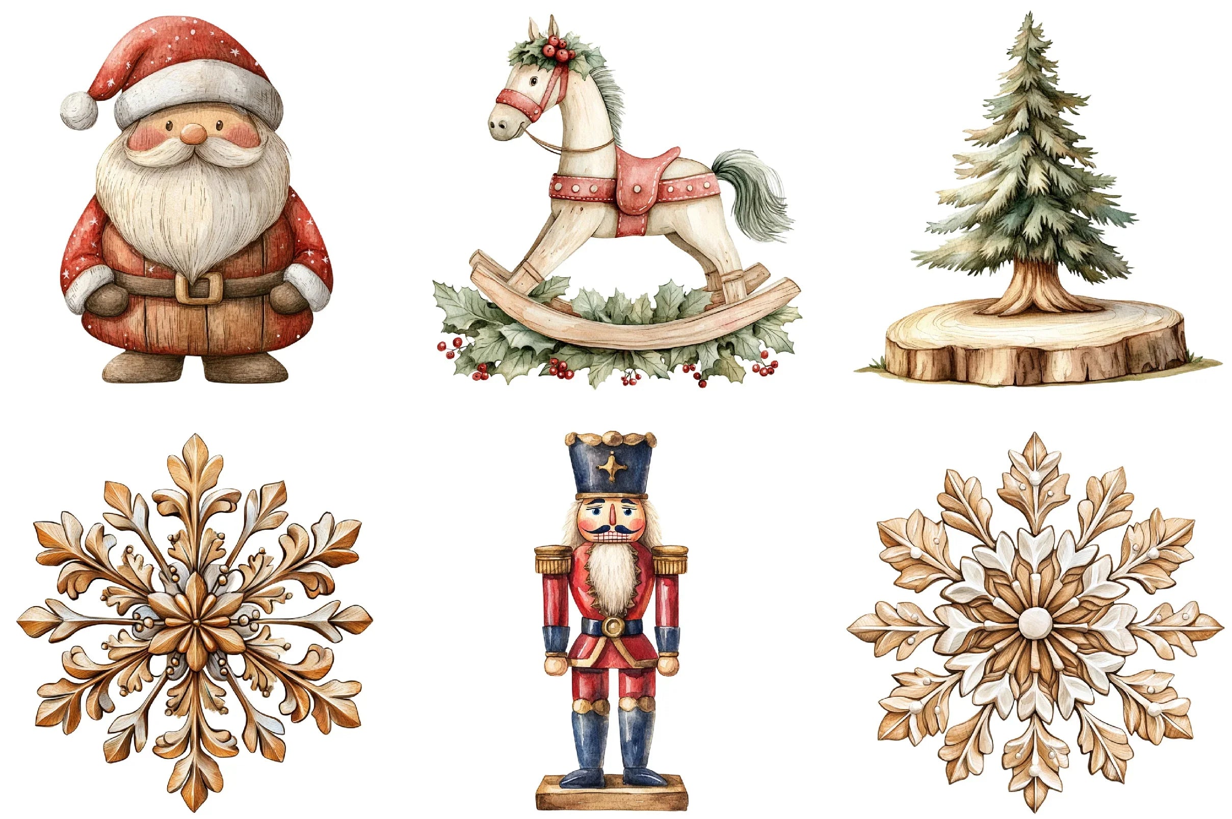 Rustic Wooden Christmas Clipart Bundle - CraftNest - Digital Crafting and Art