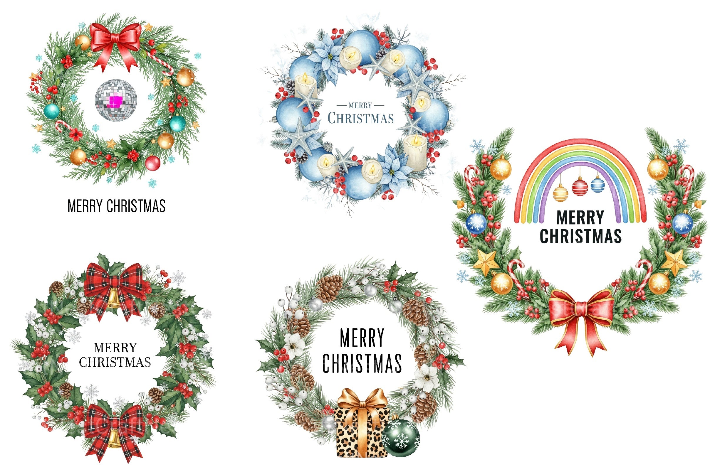 Christmas Wreath Clipart Bundle 1 - CraftNest - Digital Crafting and Art