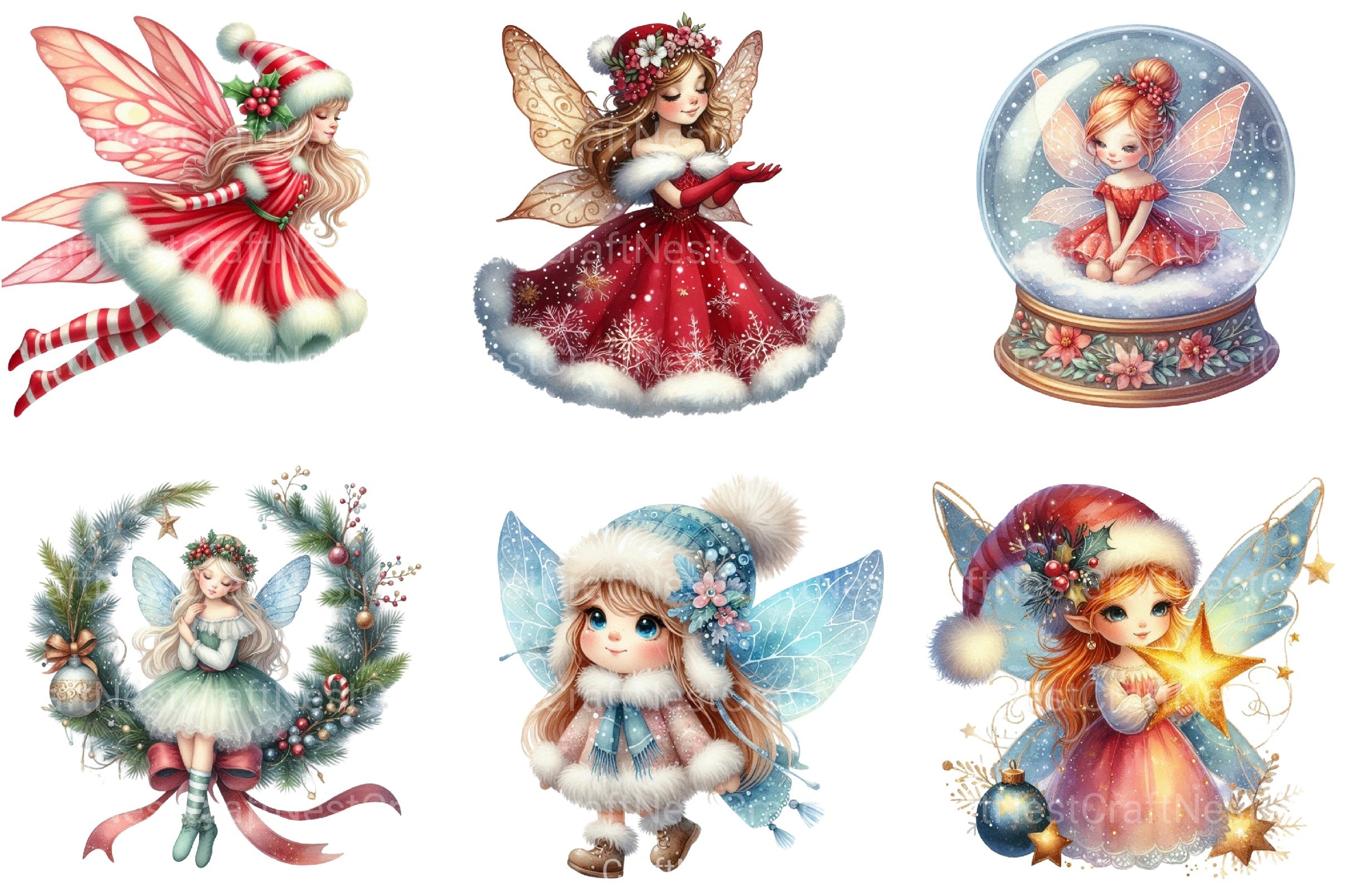 Christmas Fairy Clipart Bundle 1 - CraftNest - Digital Crafting and Art