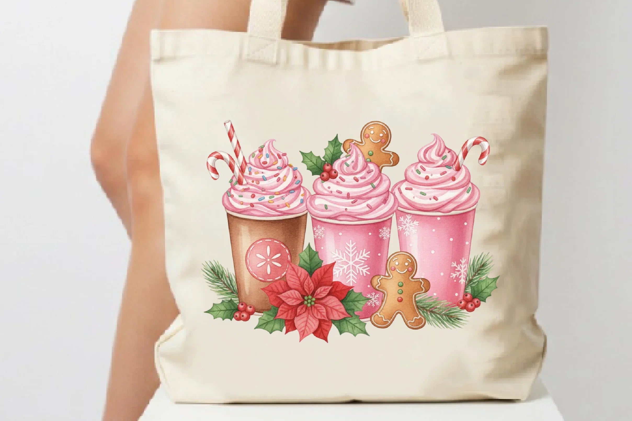 Pink Gingerbread Coffee Christmas Clipart Bundle - CraftNest - Digital Crafting and Art