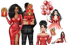 Black Woman Christmas Clipart Bundle - CraftNest - Digital Crafting and Art