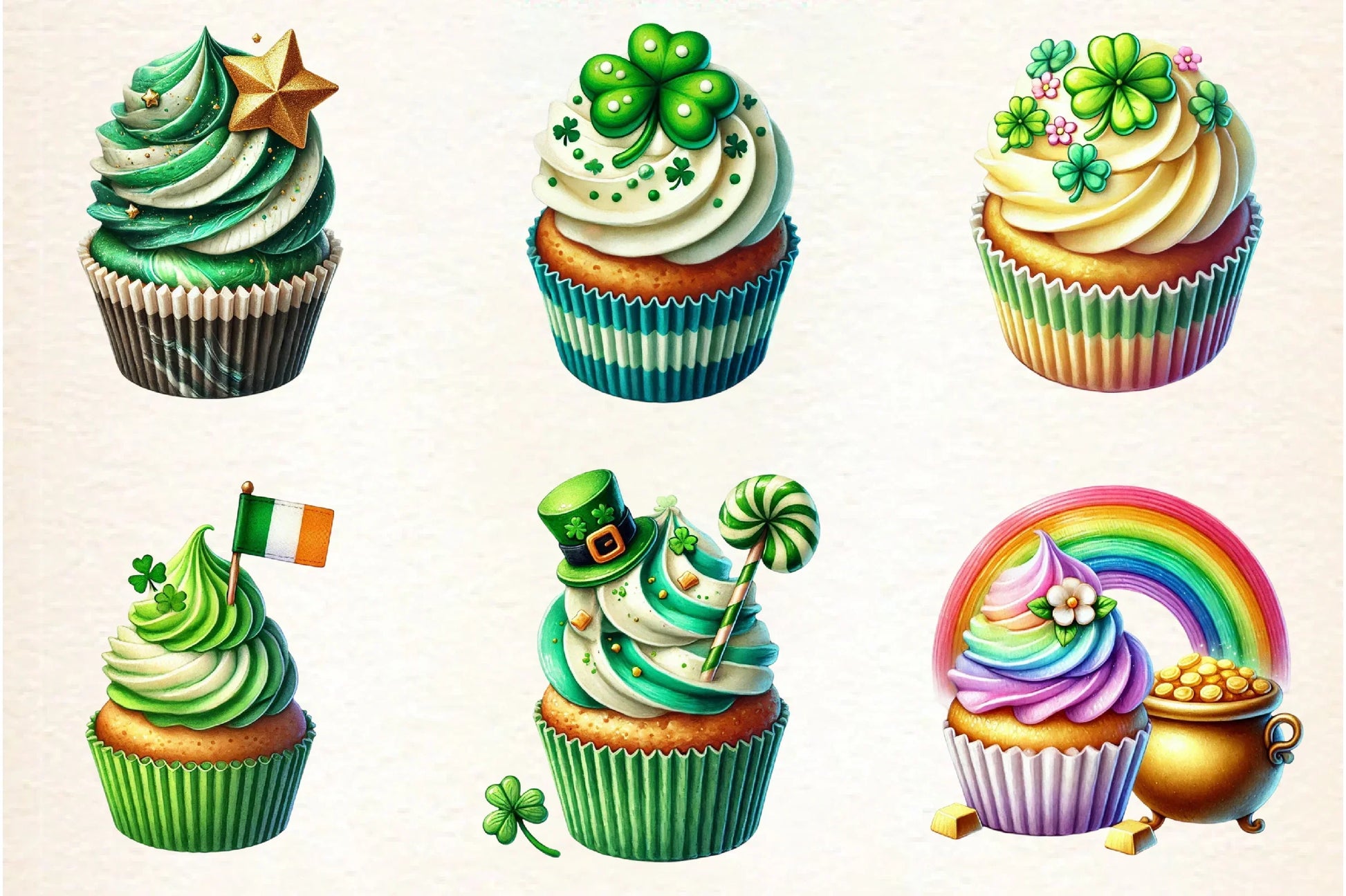 St. Patrick's Day Cupcake Clipart Bundle - CraftNest - Digital Crafting and Art