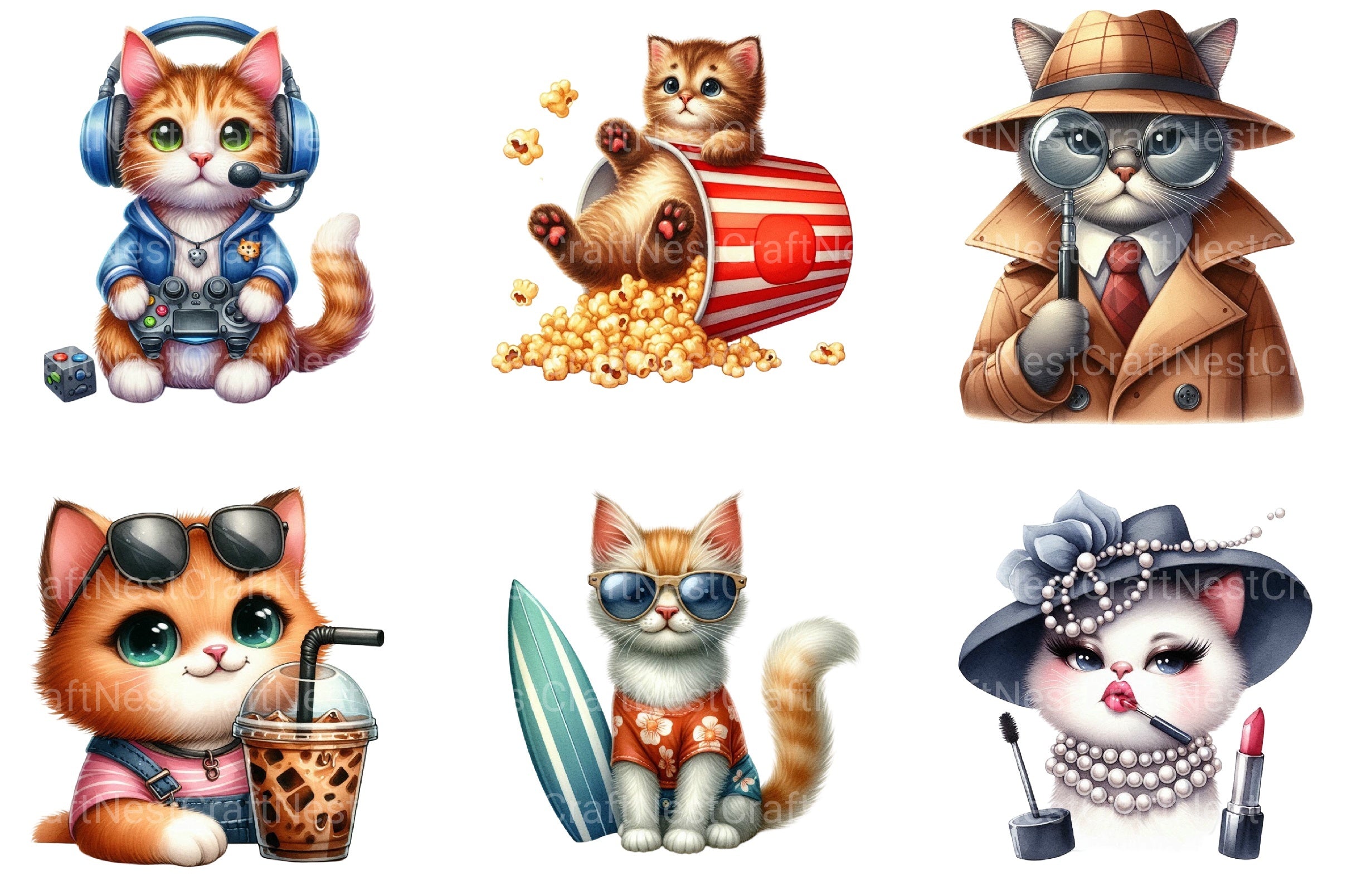 Quirky Cats Clipart Bundle - CraftNest - Digital Crafting and Art