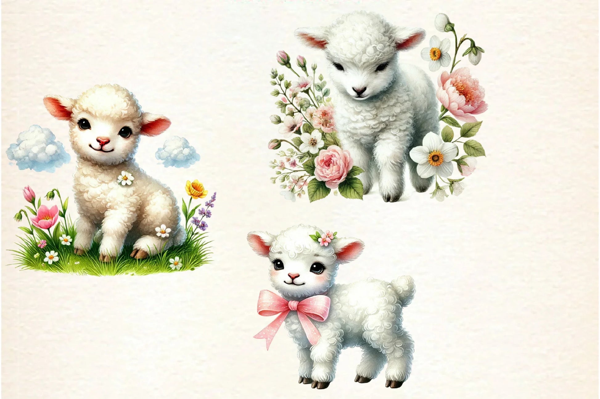 Spring Cute Lamb Clipart Bundle - CraftNest - Digital Crafting and Art