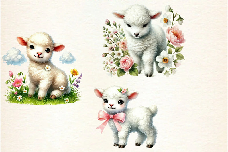 Spring Cute Lamb Clipart Bundle - CraftNest - Digital Crafting and Art