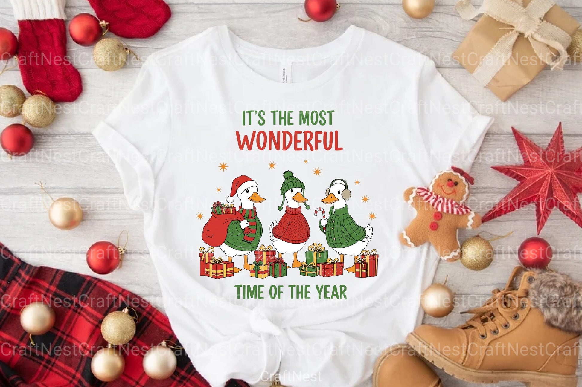 Christmas Goose Trio Illustration Clipart Bundle - CraftNest - Digital Crafting and Art