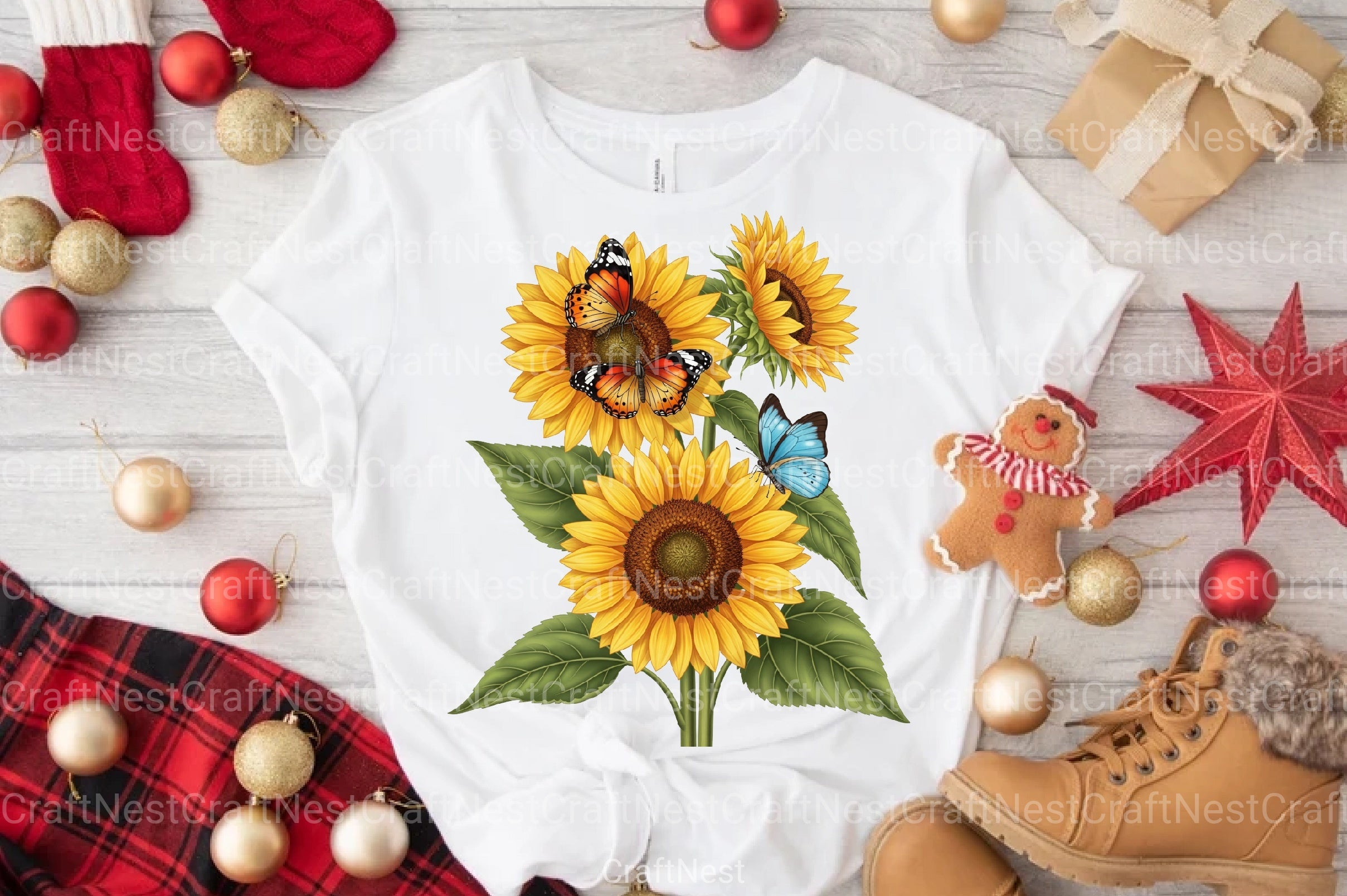 Sunflower and Butterfly Clipart Bundle 99 - CraftNest - Digital Crafting and Art