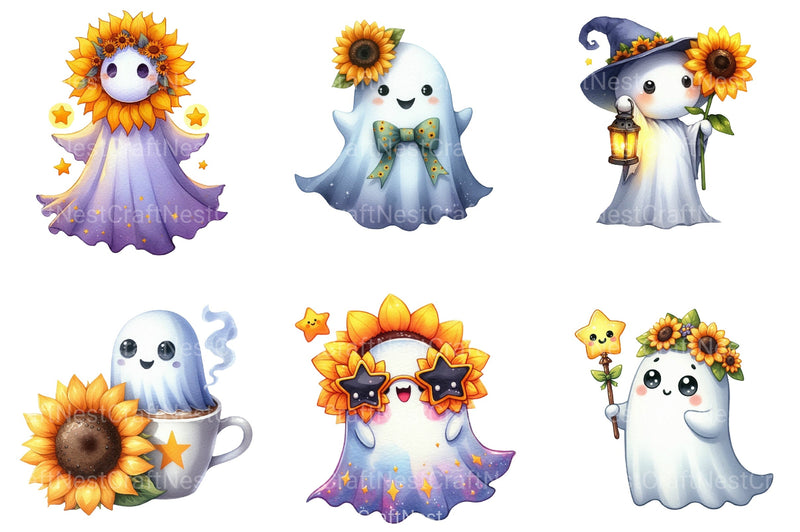 Sunflower Star Ghost Halloween Clipart Bundle - CraftNest - Digital Crafting and Art