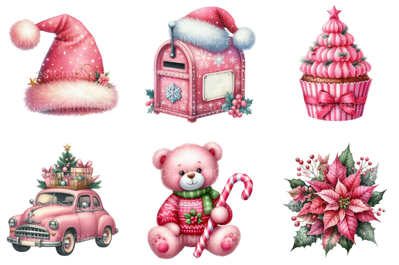 Pink Christmas Winter Clipart Bundle - CraftNest - Digital Crafting and Art