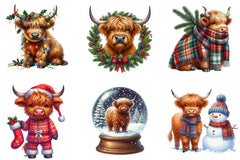 Christmas Highland Cow Clipart Bundle - CraftNest - Digital Crafting and Art