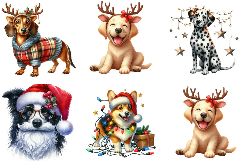 Christmas Cute Dog Clipart Bundle - CraftNest - Digital Crafting and Art