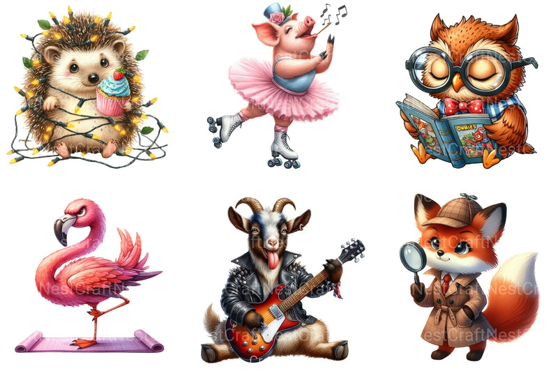 Quirky Funny Animals Clipart Bundle 33 - CraftNest - Digital Crafting and Art