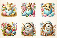 Cute Easter Bunny Clipart Bundle - CraftNest - Digital Crafting and Art