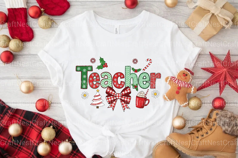 Coquette Teacher Christmas Clipart Bundle - CraftNest - Digital Crafting and Art