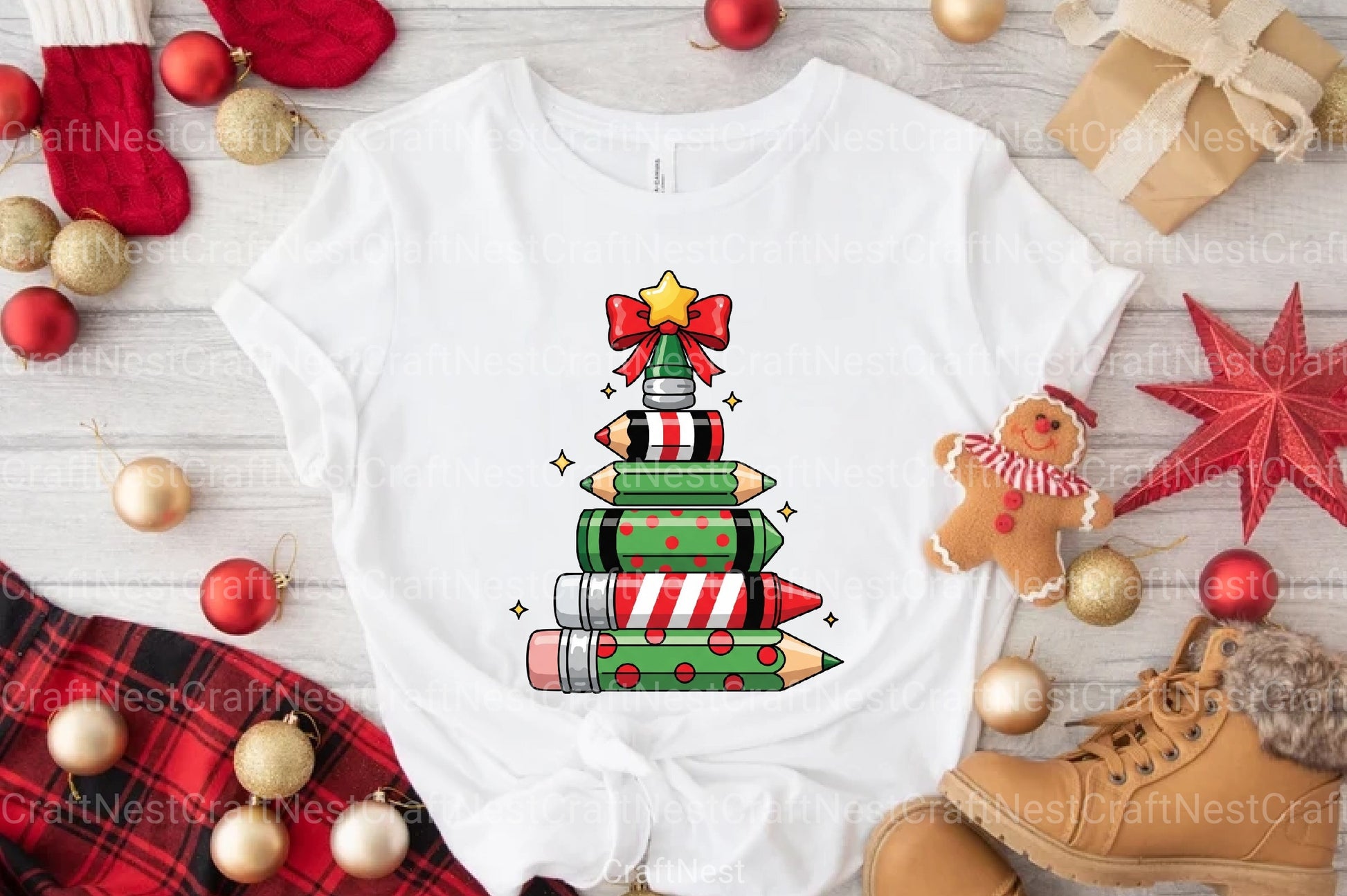 Christmas Pencil Tree Teacher Clipart Bundle - CraftNest - Digital Crafting and Art