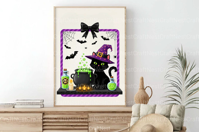 Witchy Cat Halloween Art Clipart Bundle - CraftNest - Digital Crafting and Art