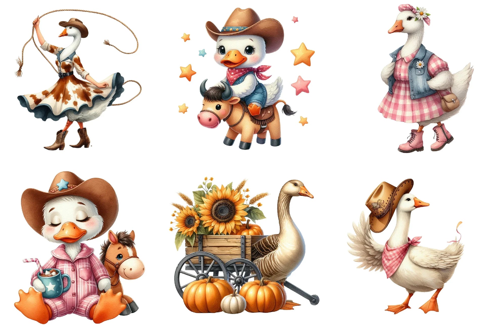 Cute Cowgirl Goose Clipart Bundle - CraftNest - Digital Crafting and Art