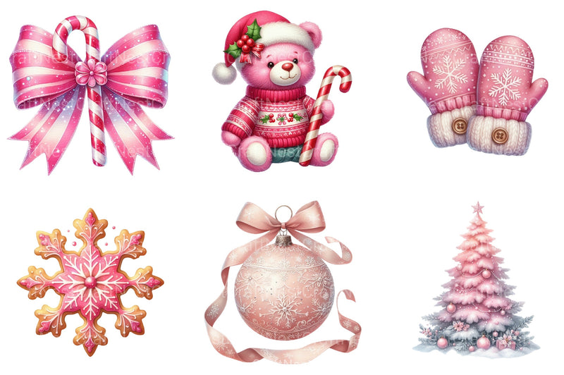 Pink Christmas Winter Clipart Bundle - CraftNest - Digital Crafting and Art