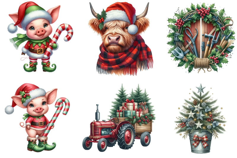 Christmas Farm Clipart Bundle - CraftNest - Digital Crafting and Art