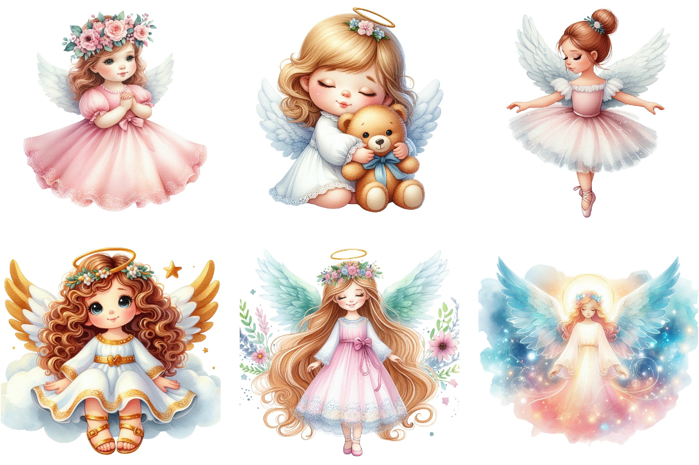 Cute Angel Girl Clipart Bundle