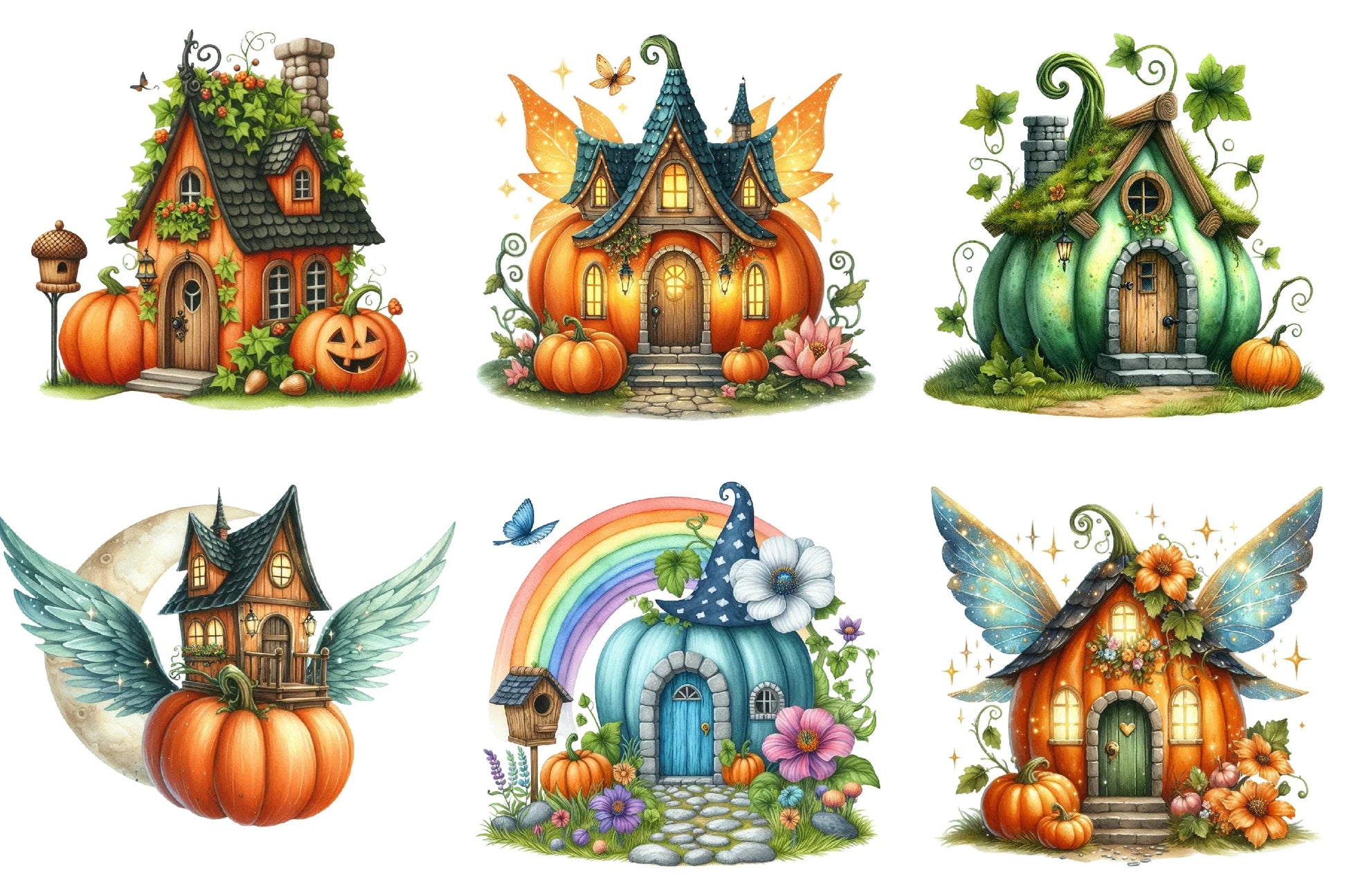 Fairy Pumpkin House Fantasy Clipart Bundle - CraftNest - Digital Crafting and Art