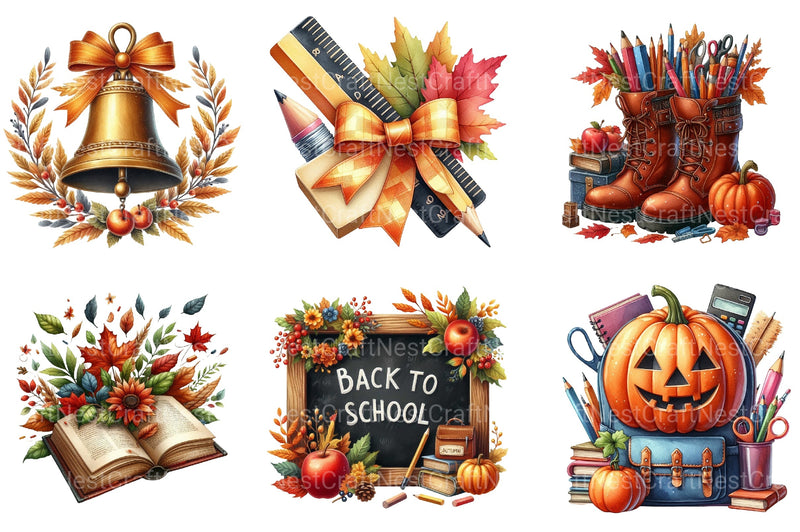 Autumn Back to School Clipart Bundle - CraftNest - Digital Crafting and Art