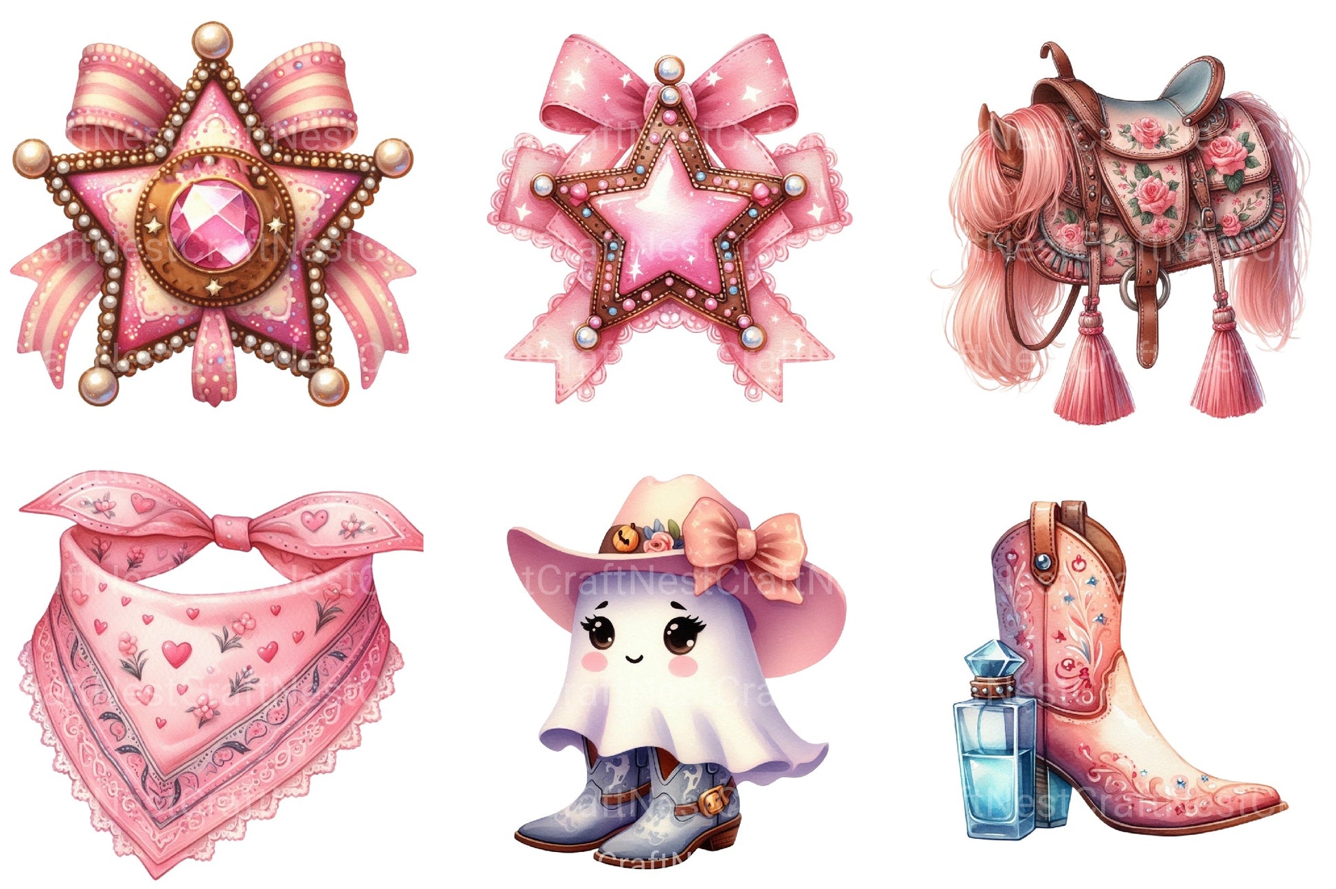 Coquette Cowgirl Clipart Bundle - Western Theme - CraftNest - Digital Crafting and Art