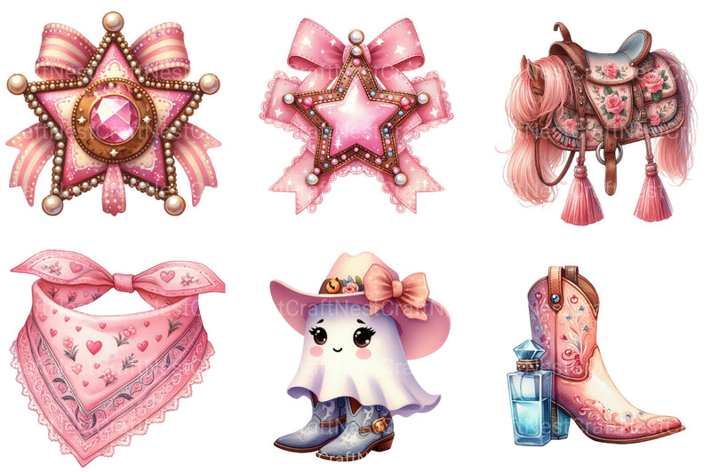 Coquette Cowgirl Clipart Bundle - Western Theme - CraftNest - Digital Crafting and Art