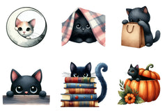 Cute Cat Peeking Silhouette Clipart Bundle - CraftNest - Digital Crafting and Art