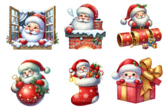 Christmas Peeking Santa Clipart Bundle 13 - CraftNest - Digital Crafting and Art