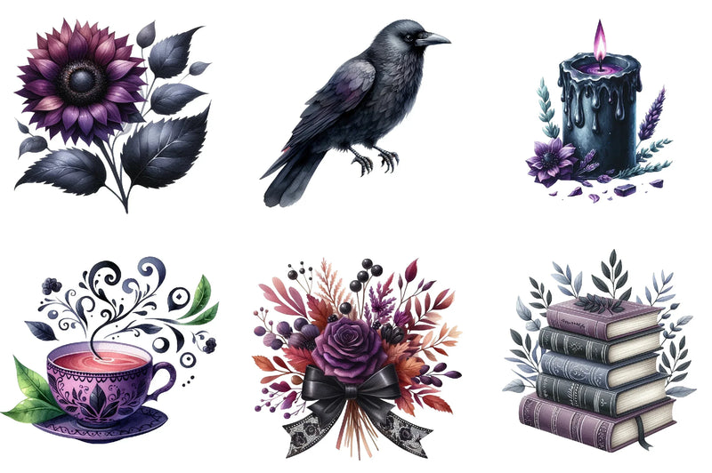 Black & Purple Autumn Clipart Bundle - CraftNest - Digital Crafting and Art