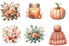 Peach Autumn Clipart Bundle - CraftNest - Digital Crafting and Art