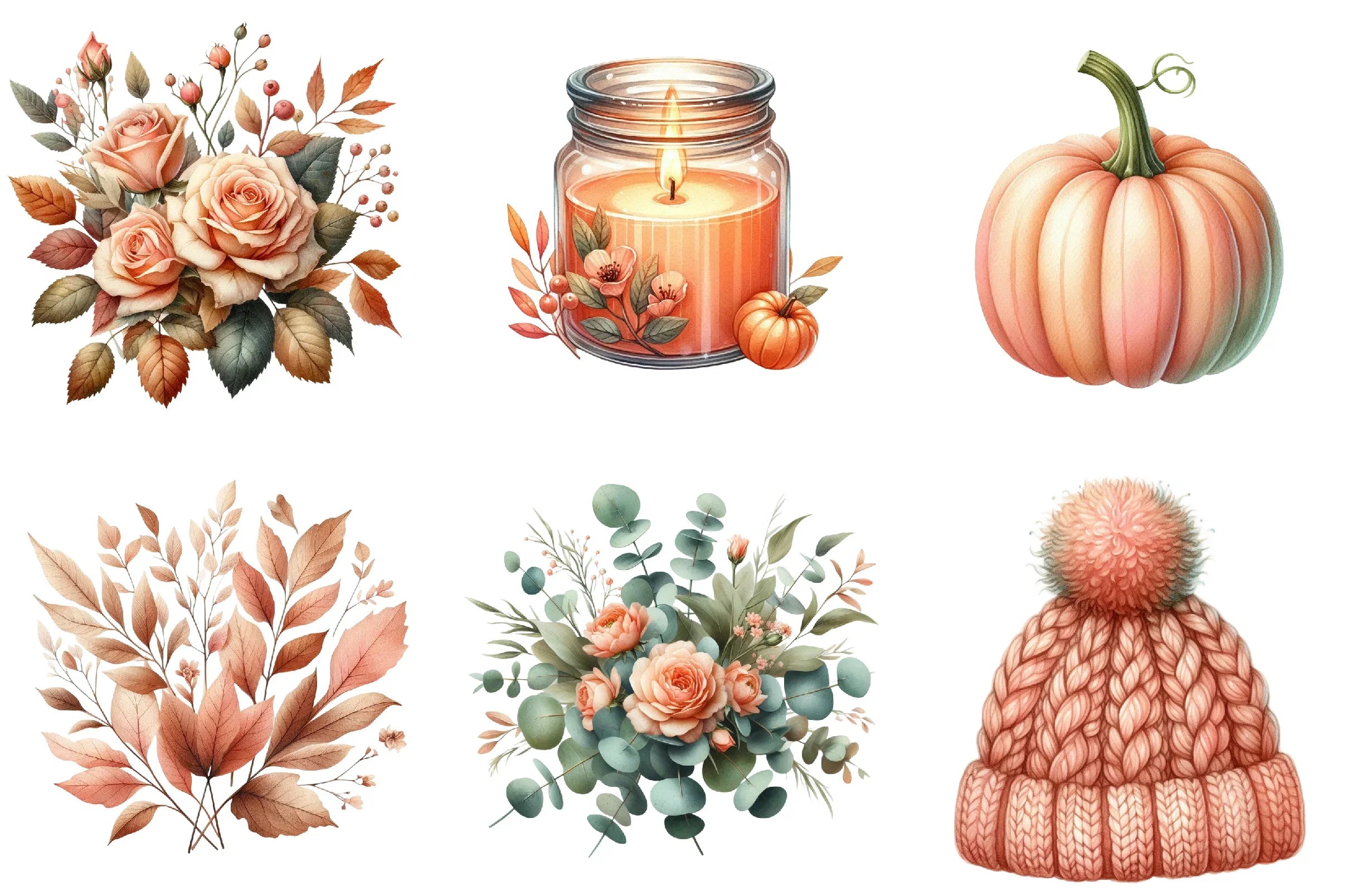 Peach Autumn Clipart Bundle - CraftNest - Digital Crafting and Art