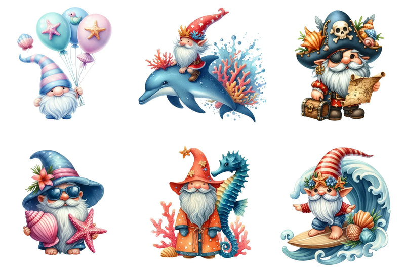 Seashell Gnome Clipart Bundle - CraftNest - Digital Crafting and Art