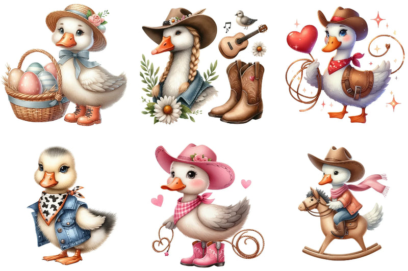 Cute Cowgirl Goose Clipart Bundle - CraftNest - Digital Crafting and Art