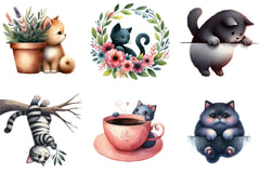 Cute Cat Peeking Silhouette Clipart Bundle - CraftNest - Digital Crafting and Art
