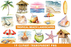 Tropical Beach Landscapes Clipart - CraftNest - Digital Crafting and Art