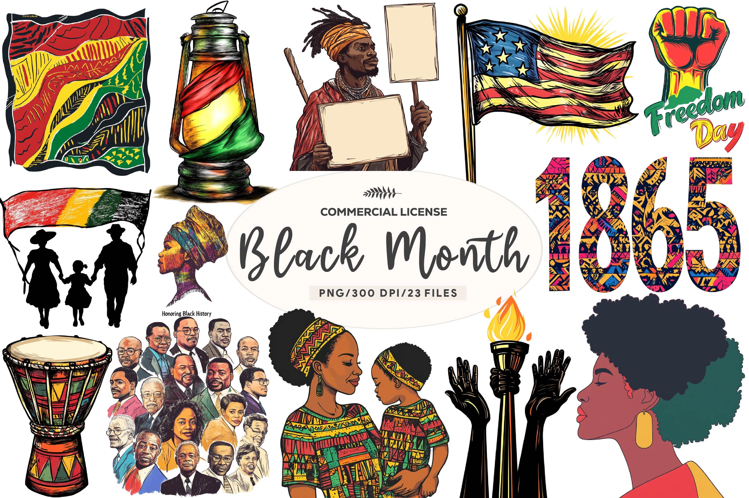 Juneteenth 1865 Black History Month Clipart Bundle - CraftNest - Digital Crafting and Art