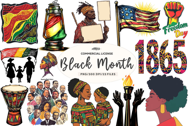 Juneteenth 1865 Black History Month Clipart Bundle - CraftNest - Digital Crafting and Art